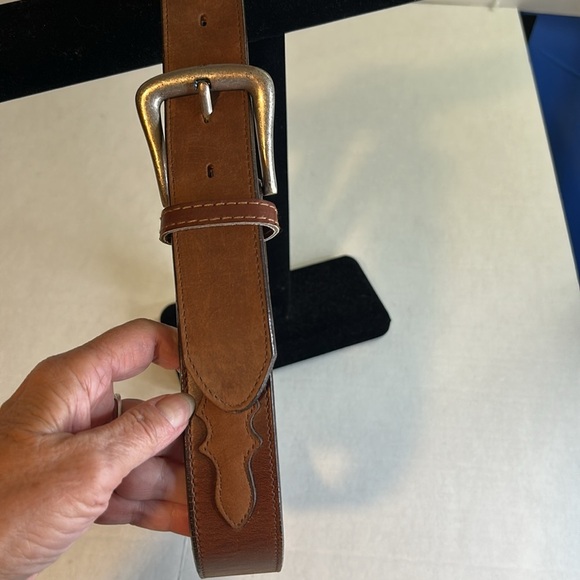 JUSTIN CLASSIC MENS BROWN WESTERN 166BO LEATHER BELT MADE IN USA SZ 34 - Picture 2 of 15